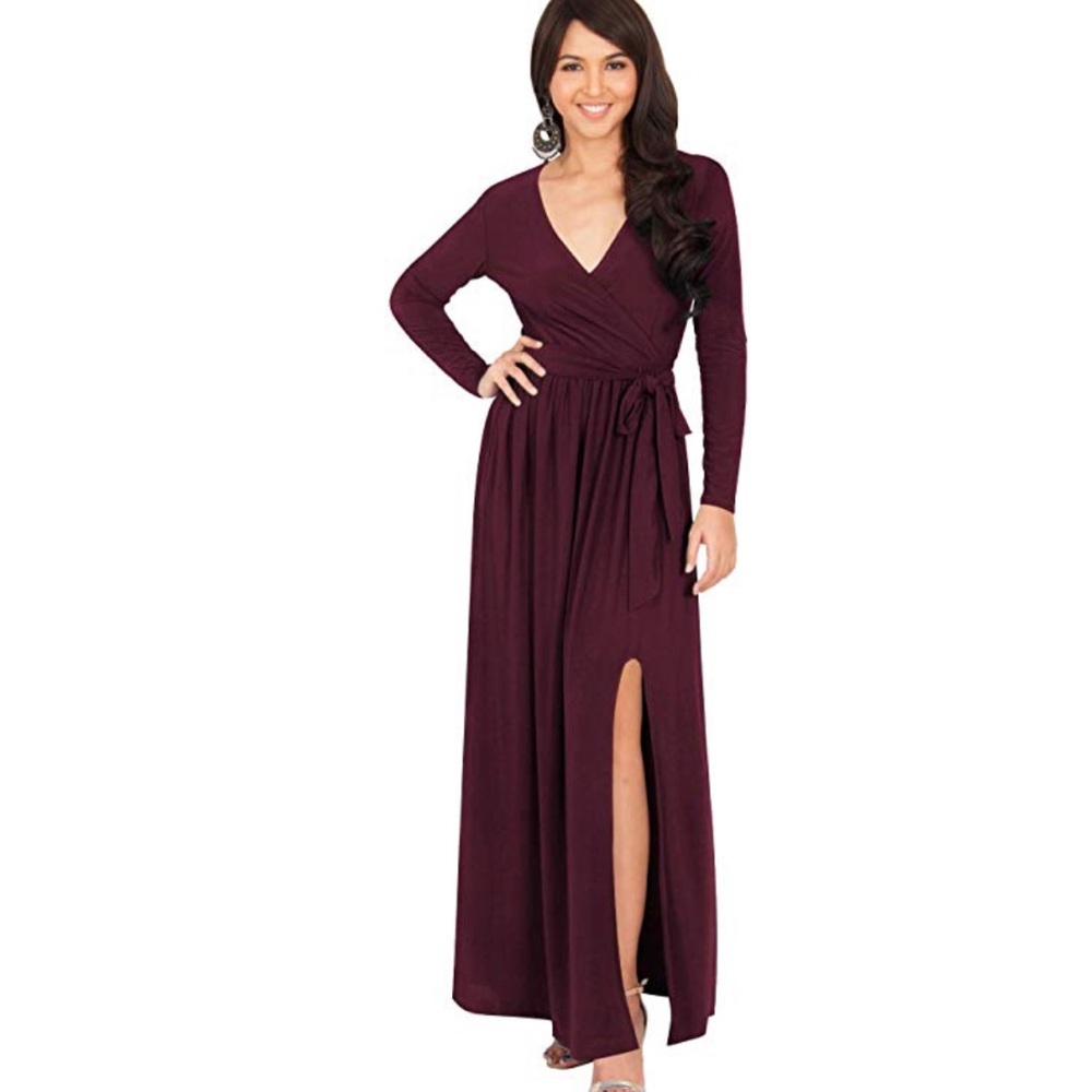 Burgundy long sleeve dress
